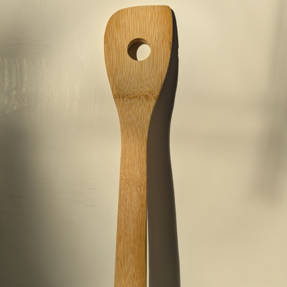 Wooden Stirring Spoon Spatula With Hole Lightweight Cooking Kitchen Utensil